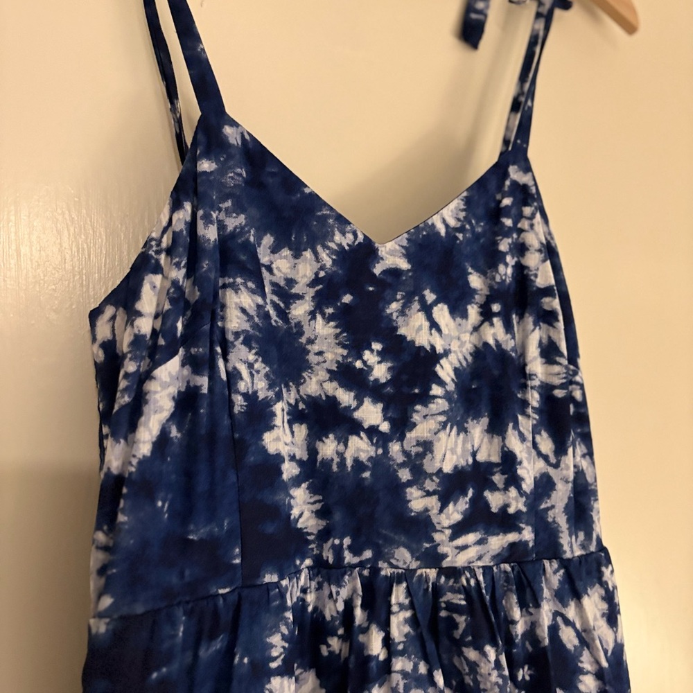 GAP Navy and White Textured, Tie-Dye Dress
